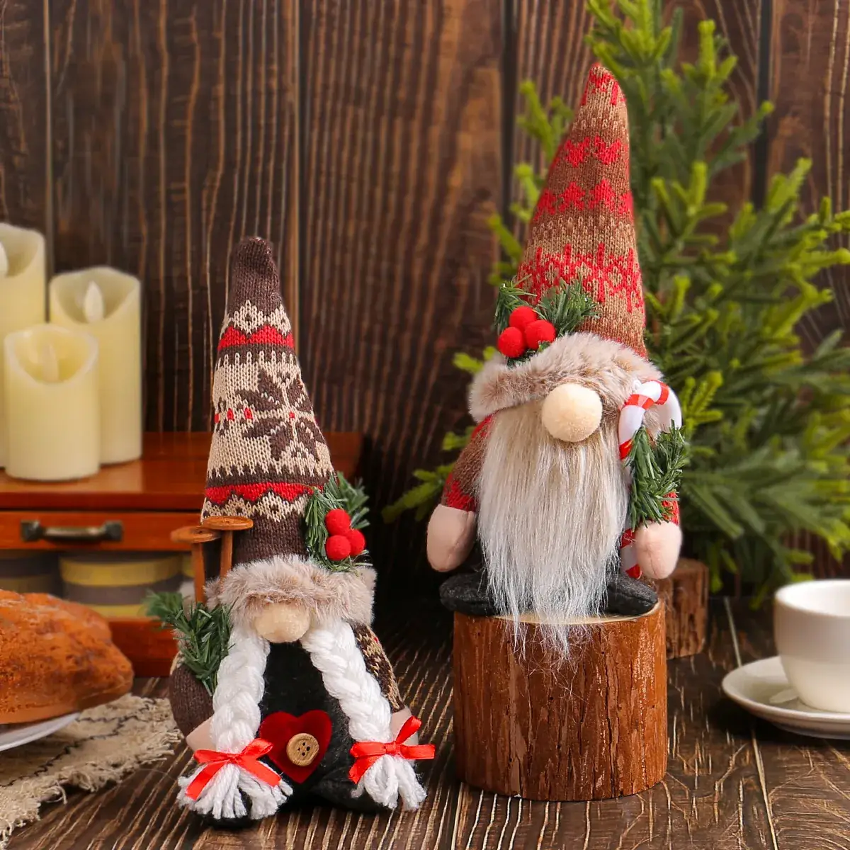 New Christmas Knitted Snowflake Pointed Hat Doll Ornaments - Image 4