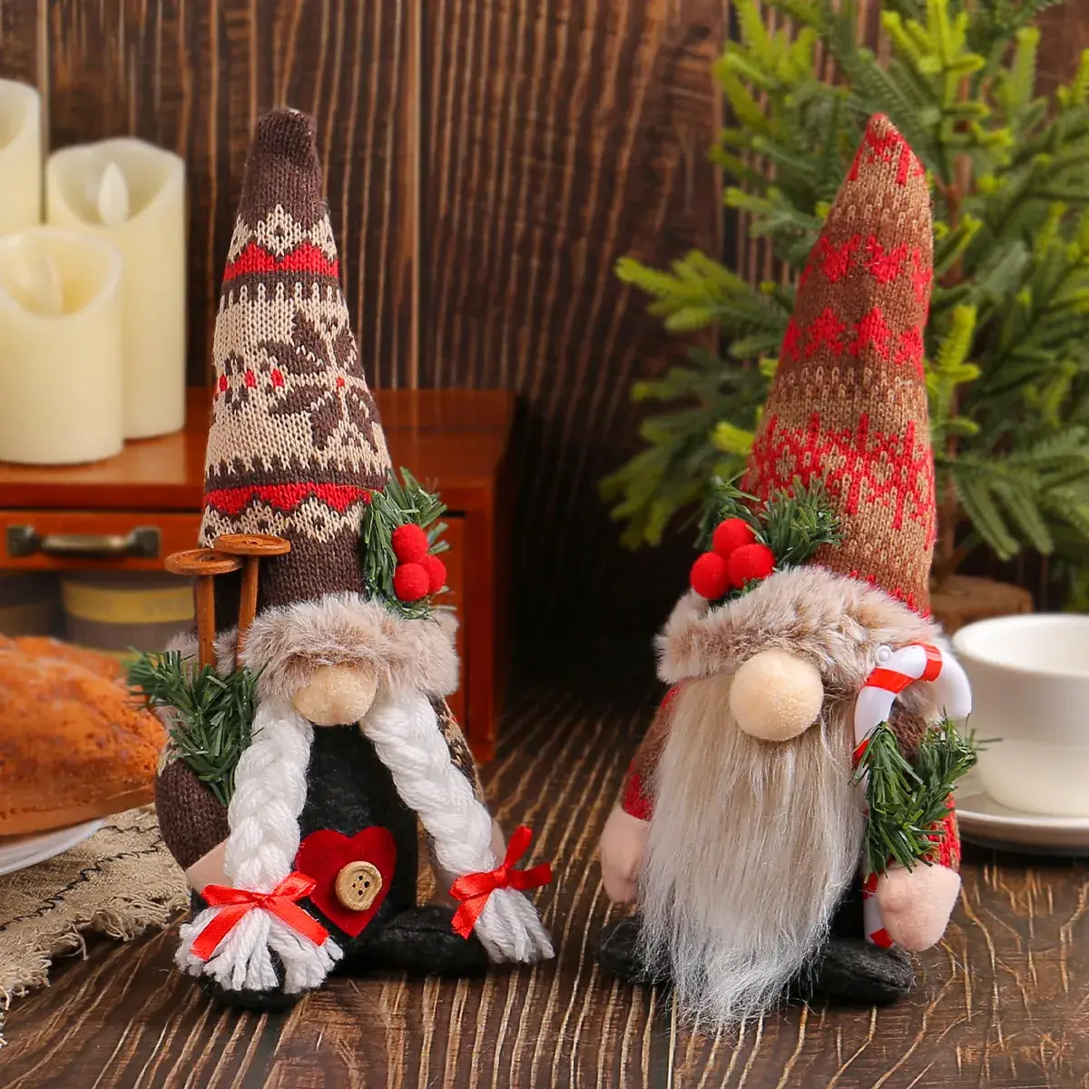 New Christmas Knitted Snowflake Pointed Hat Doll Ornaments - Image 5