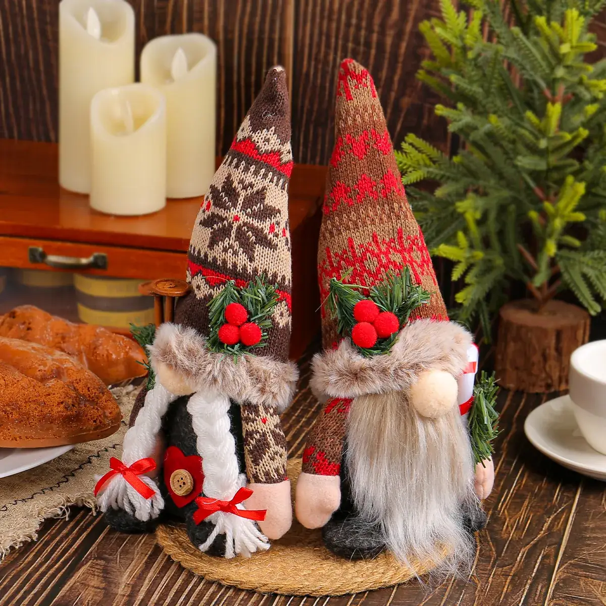 New Christmas Knitted Snowflake Pointed Hat Doll Ornaments - Image 6