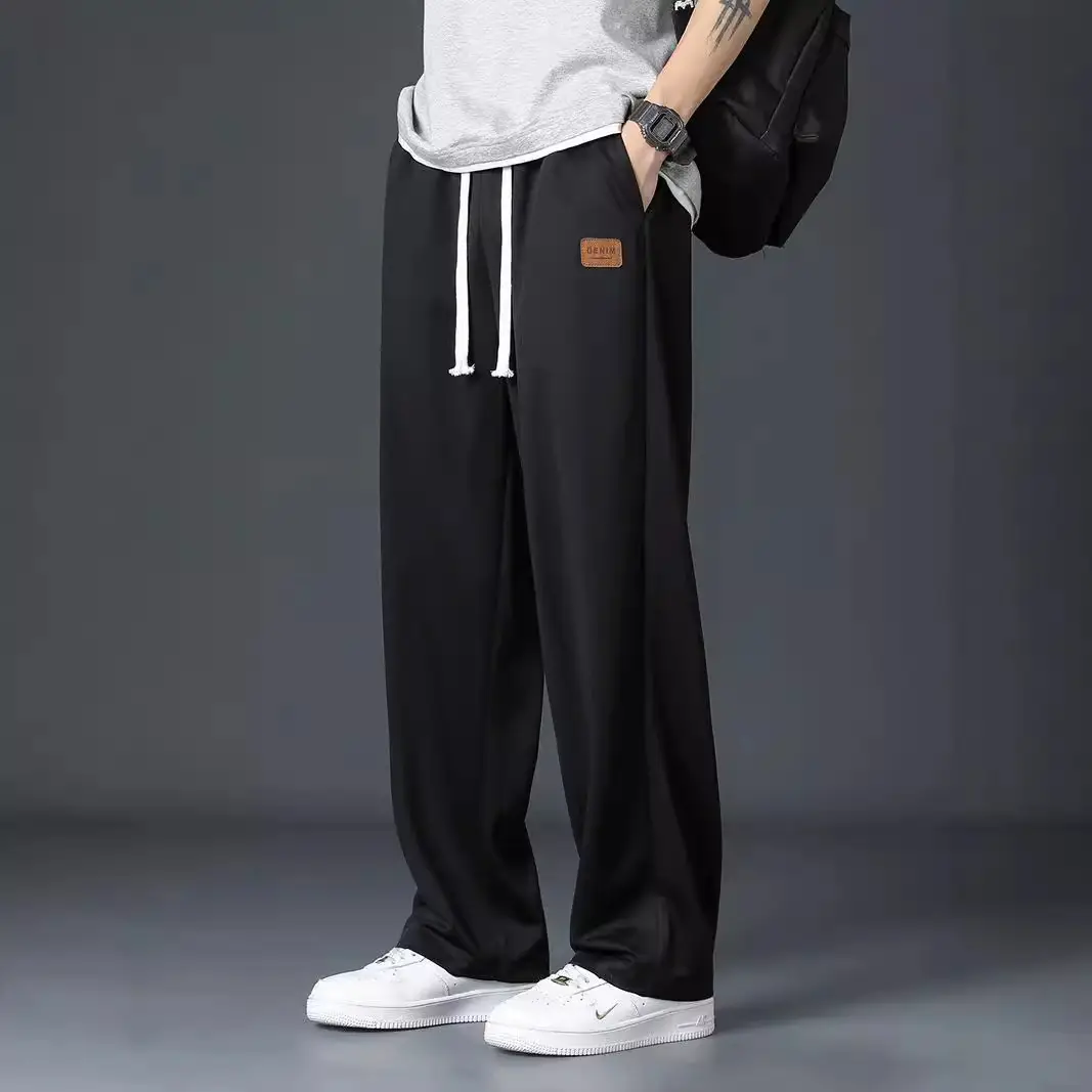 Men Fleece Fleece Pants Grey Wide Leg Winter Autumn - Image 9