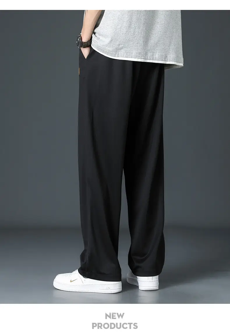 Men Fleece Fleece Pants Grey Wide Leg Winter Autumn — feature 12