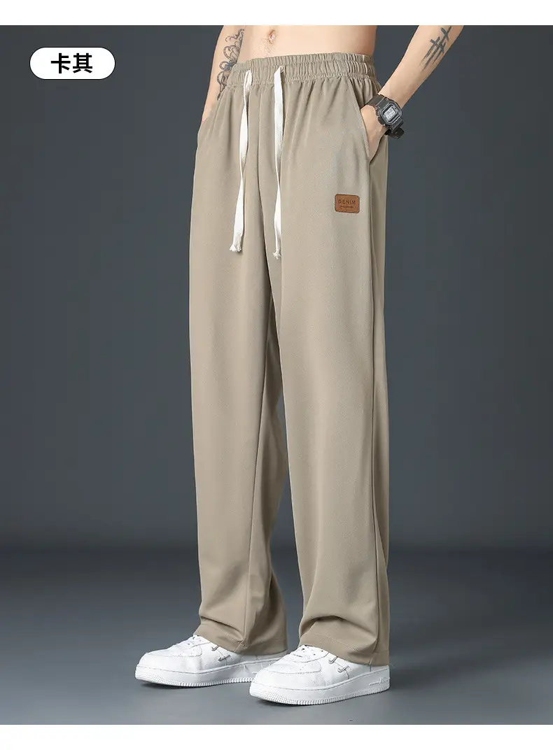 Men Fleece Fleece Pants Grey Wide Leg Winter Autumn — feature 18