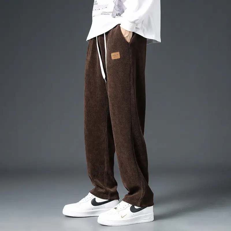 Men Fleece Fleece Pants Grey Wide Leg Winter Autumn - Image 3