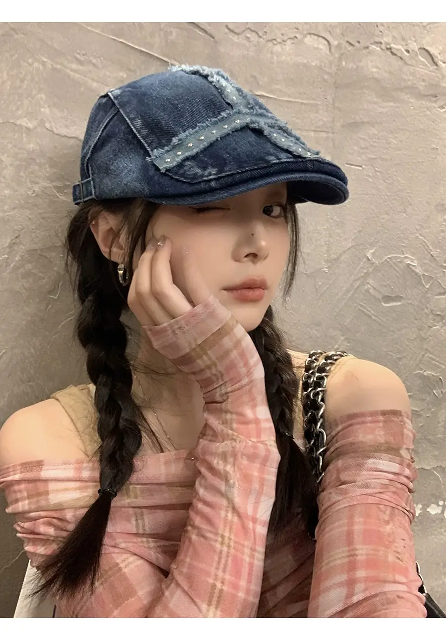 Women Denim Patch Hat Spring Summer Retro Niche — feature 10