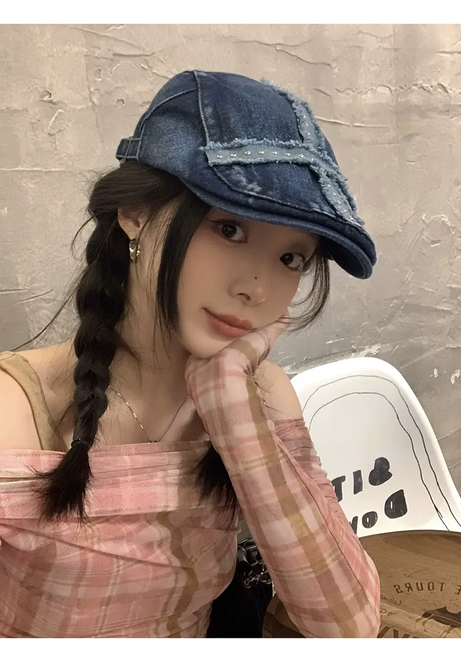Women Denim Patch Hat Spring Summer Retro Niche — feature 11