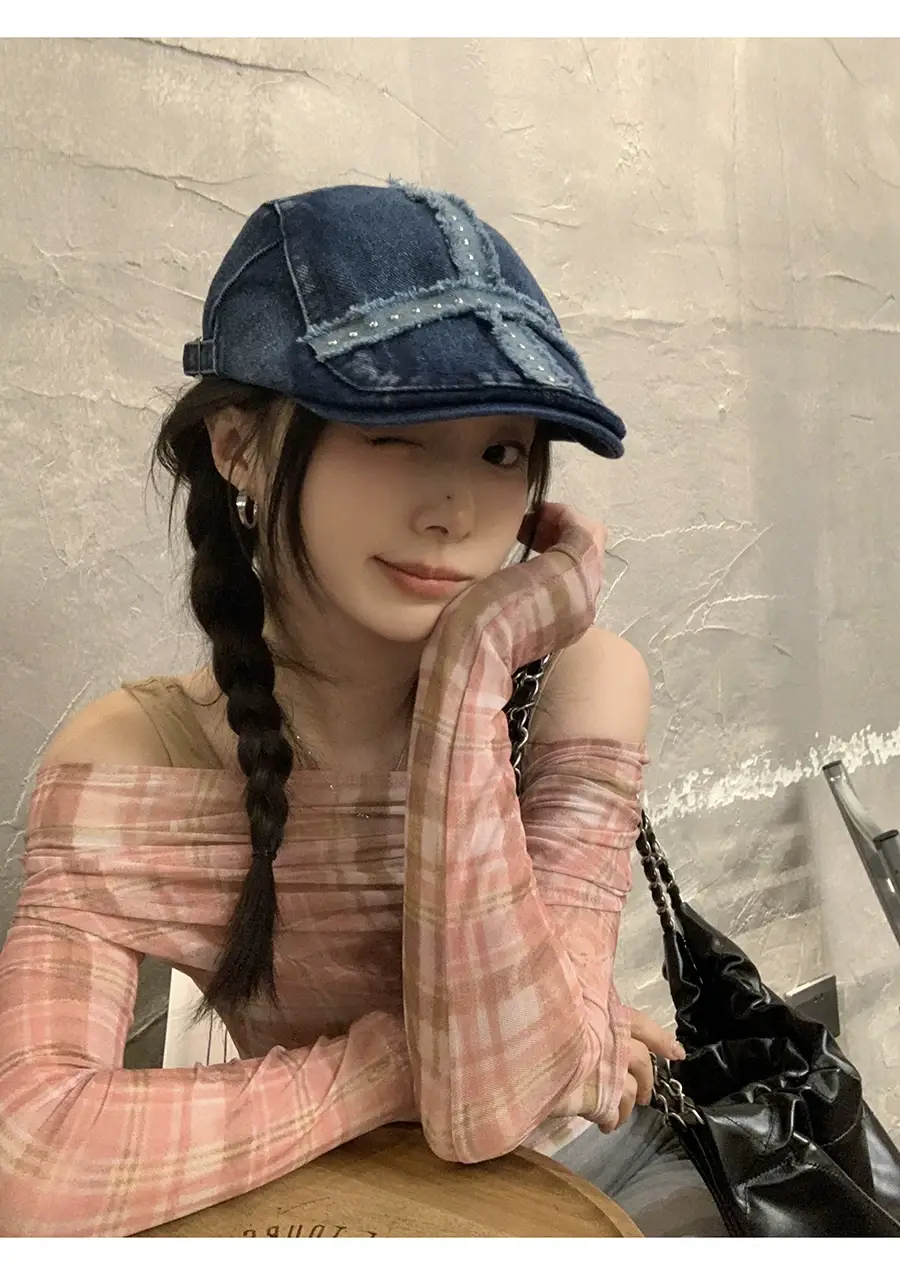 Women Denim Patch Hat Spring Summer Retro Niche — feature 13