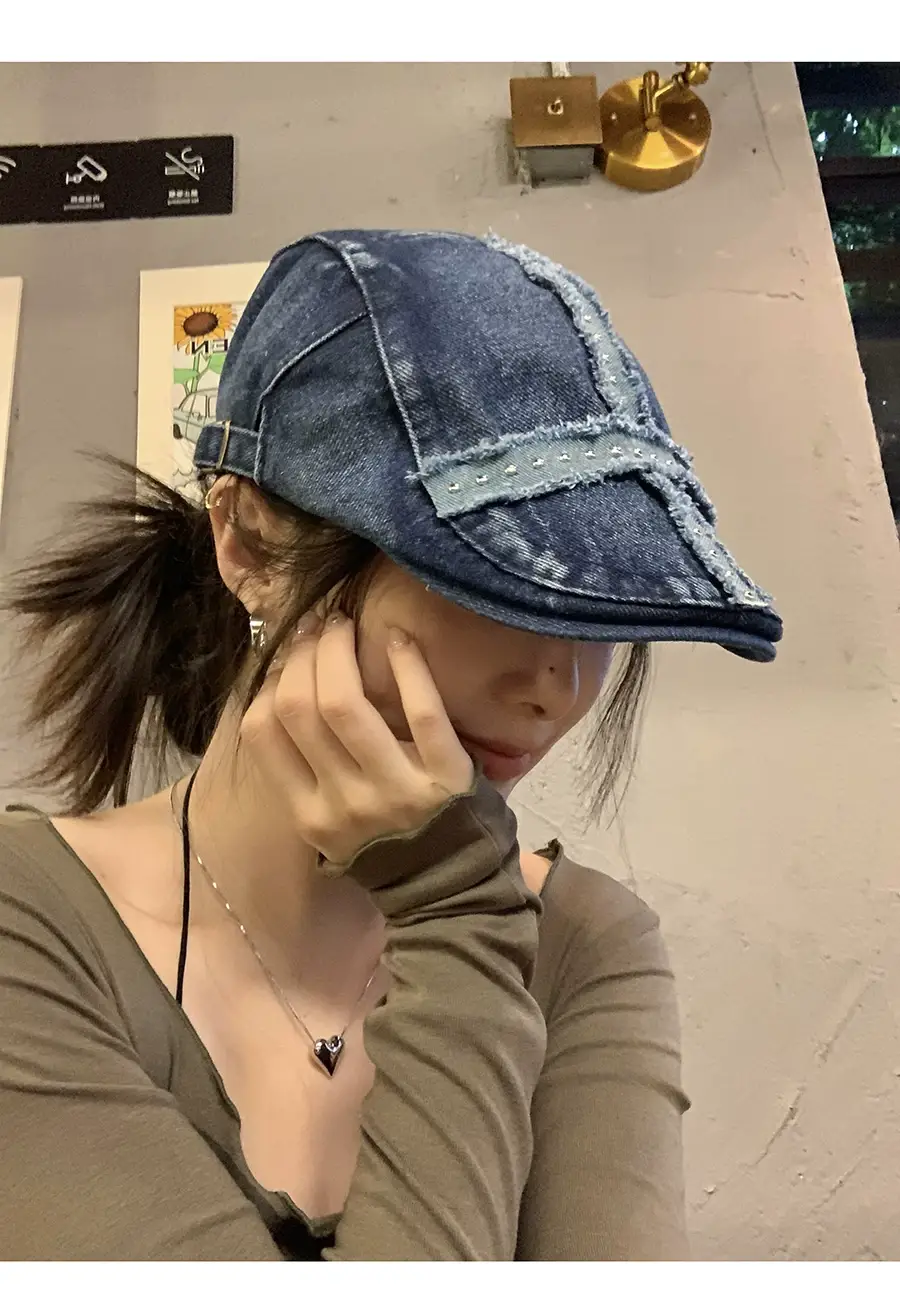 Women Denim Patch Hat Spring Summer Retro Niche — feature 6