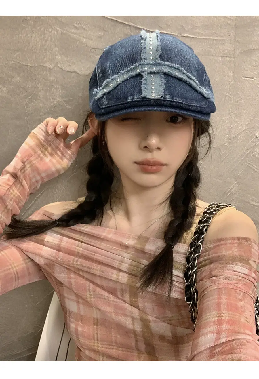 Women Denim Patch Hat Spring Summer Retro Niche — feature 8