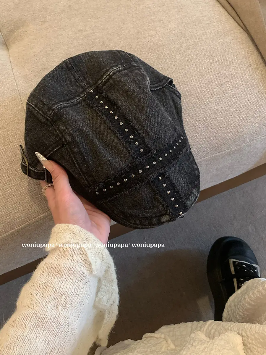 Women Denim Patch Hat Spring Summer Retro Niche - Image 2