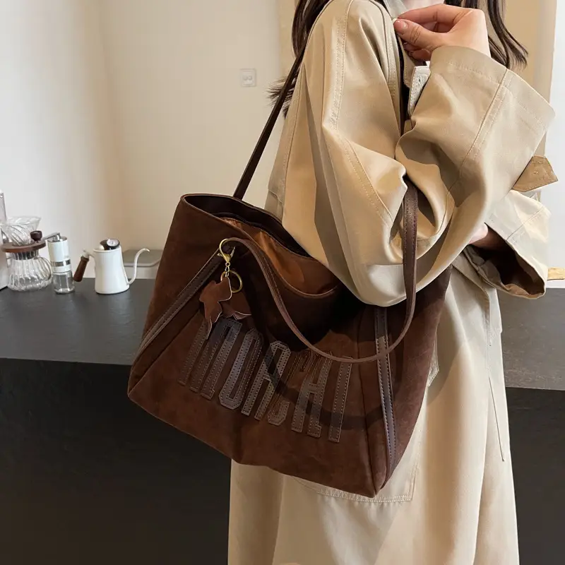 Women's Retro Brown Embroidered Tote Bag 2025 - Image 2