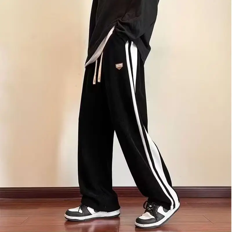 Corduroy Men's Black Wide-leg Casual Pants Spring Autumn - Image 8