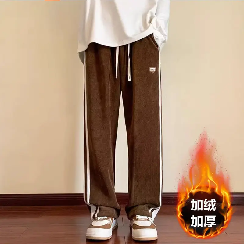 Corduroy Men's Black Wide-leg Casual Pants Spring Autumn - Image 6