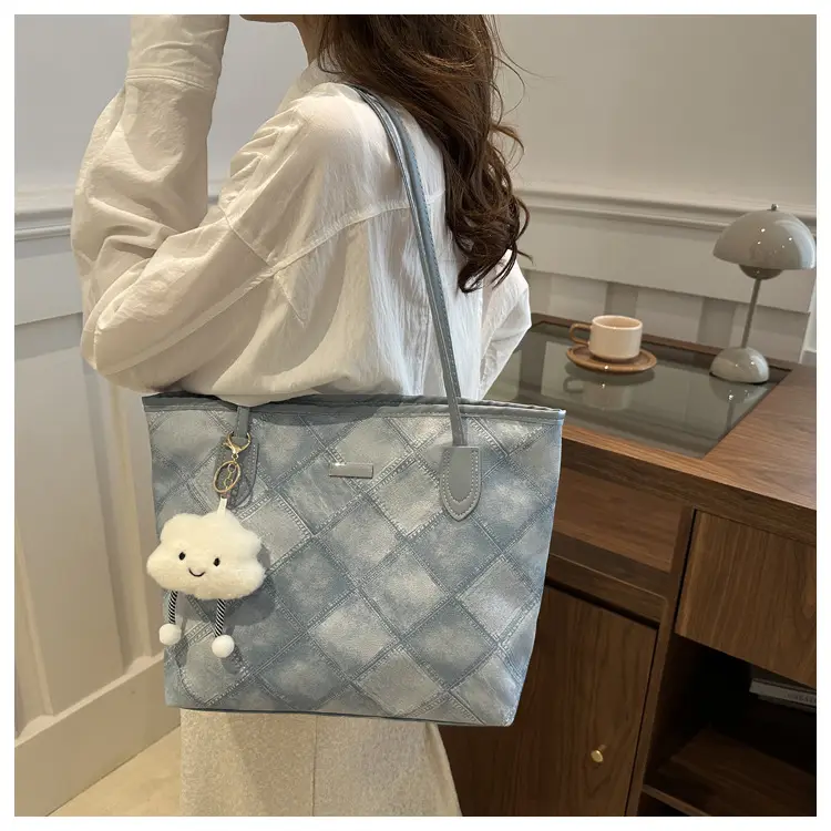 Women Quilted Shoulder Bag Light Blue 2025 — feature 21