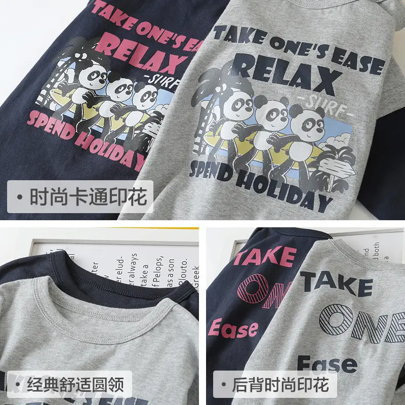 Boys Long Sleeve T-Shirt Grey Navy Spring Autumn - Image 4
