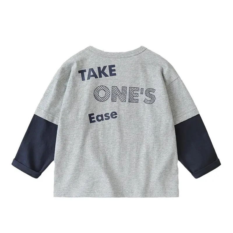 Boys Long Sleeve T-Shirt Grey Navy Spring Autumn - Image 6