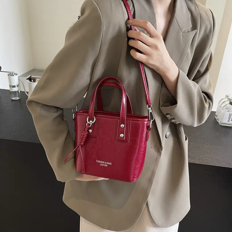 Red Nylon Bucket Bag for Women 2024 Summer - Image 7