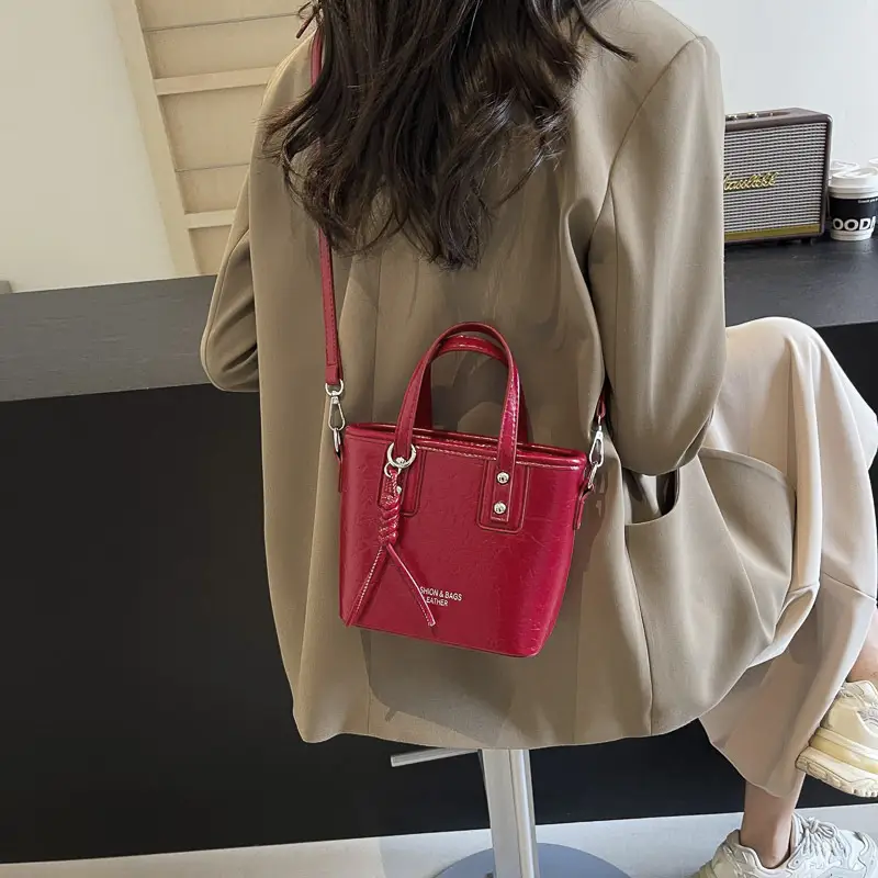 Red Nylon Bucket Bag for Women 2024 Summer - Image 8