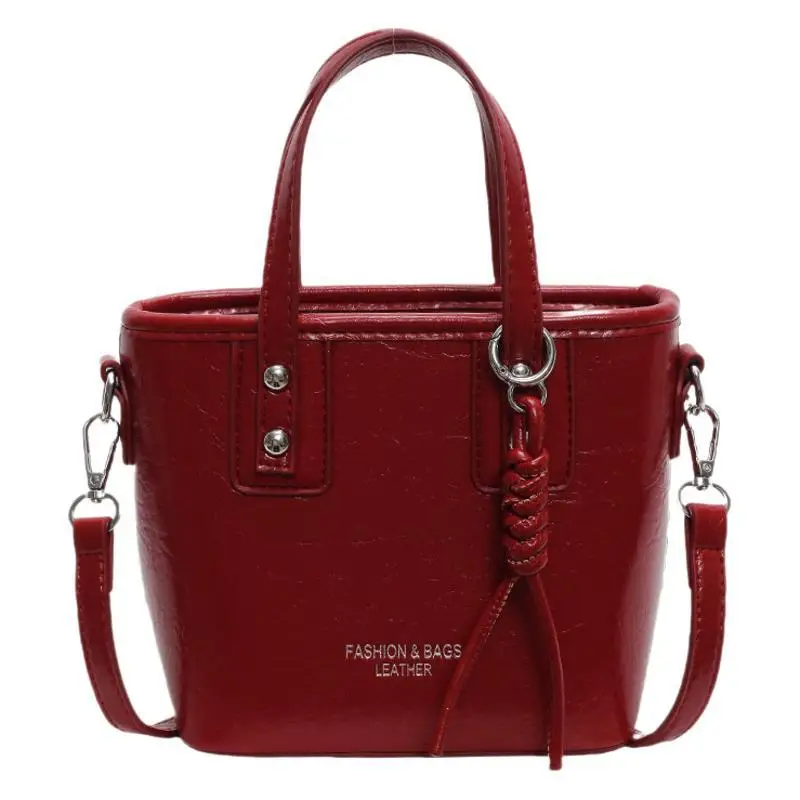 Red Nylon Bucket Bag for Women 2024 Summer - Image 9