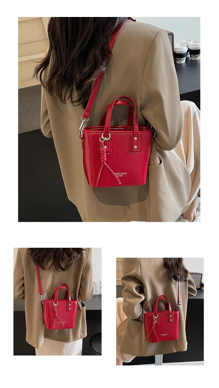 Red Nylon Bucket Bag for Women 2024 Summer — feature 11