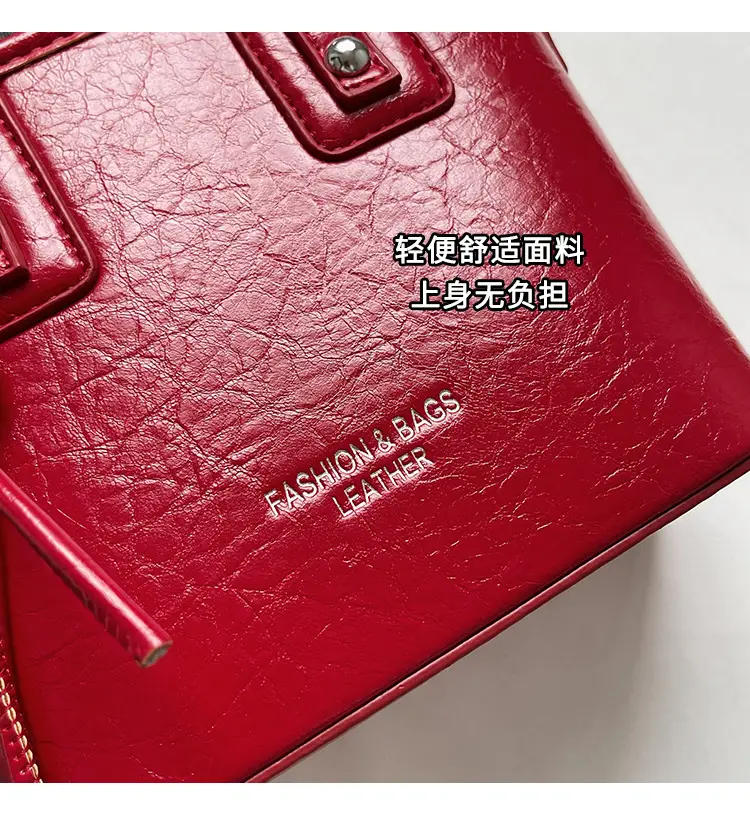 Red Nylon Bucket Bag for Women 2024 Summer — feature 4