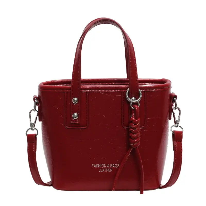 Red Nylon Bucket Bag for Women 2024 Summer - Image 3