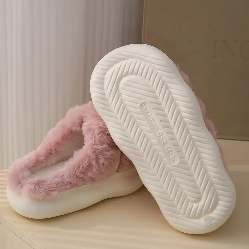 Cixi cotton slippers wholesale men's autumn and winter new couples non-slip thick bottom plush warm cotton slippers men's winter - Image 10