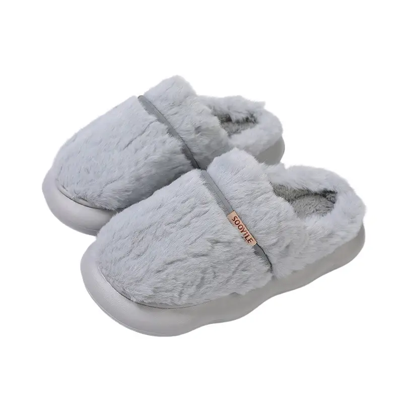 Cixi cotton slippers wholesale men's autumn and winter new couples non-slip thick bottom plush warm cotton slippers men's winter - Image 11