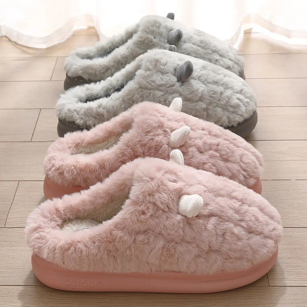 Cartoon Cotton Slippers Women's Autumn and Winter Mao Mao Slippers Home Indoor Household Warm Non-slip Plush Cotton Slippers Men's Wholesale - Image 7