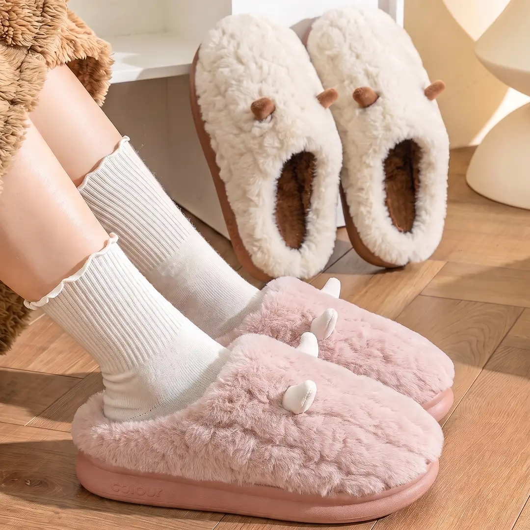 Cartoon Cotton Slippers Women's Autumn and Winter Mao Mao Slippers Home Indoor Household Warm Non-slip Plush Cotton Slippers Men's Wholesale - Image 8