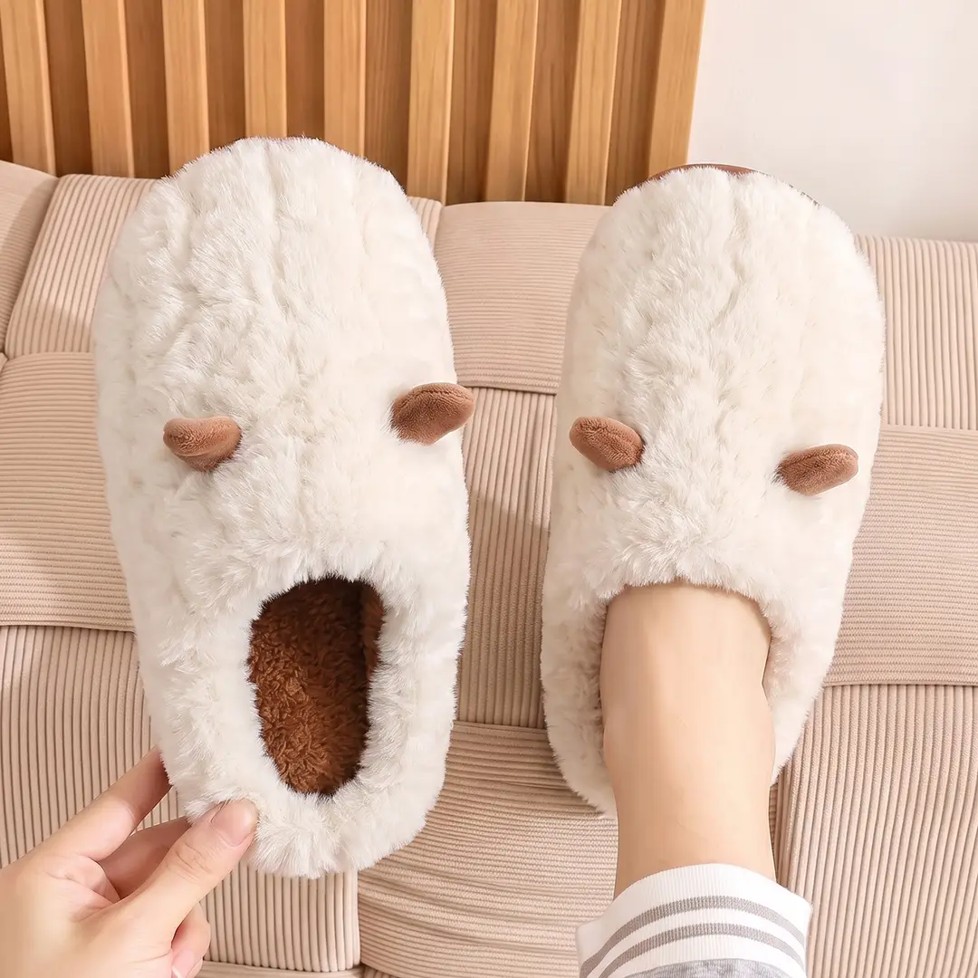 Cartoon Cotton Slippers Women's Autumn and Winter Mao Mao Slippers Home Indoor Household Warm Non-slip Plush Cotton Slippers Men's Wholesale - Image 9
