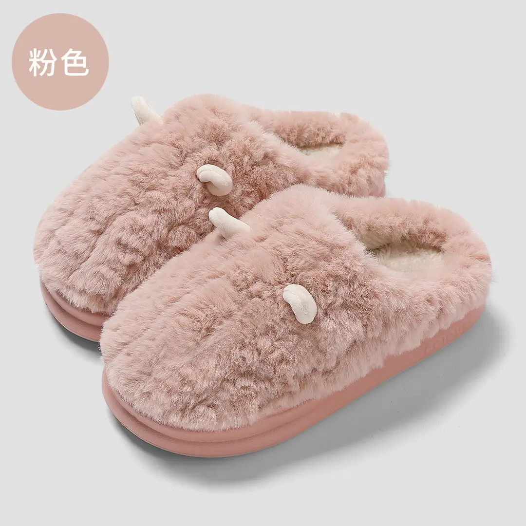 Cartoon Cotton Slippers Women's Autumn and Winter Mao Mao Slippers Home Indoor Household Warm Non-slip Plush Cotton Slippers Men's Wholesale - Image 3