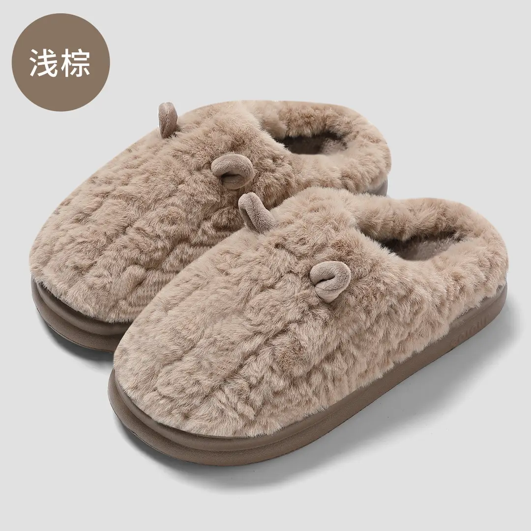 Cartoon Cotton Slippers Women's Autumn and Winter Mao Mao Slippers Home Indoor Household Warm Non-slip Plush Cotton Slippers Men's Wholesale - Image 6