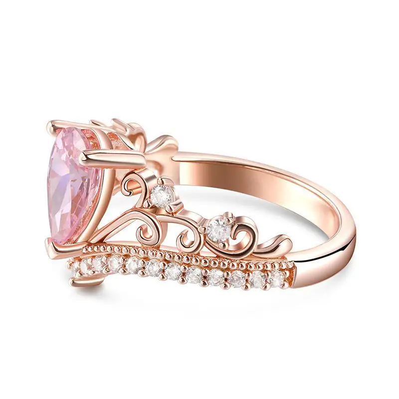 Pink Diamond V-Shape Ring for Girls Gift - Image 4