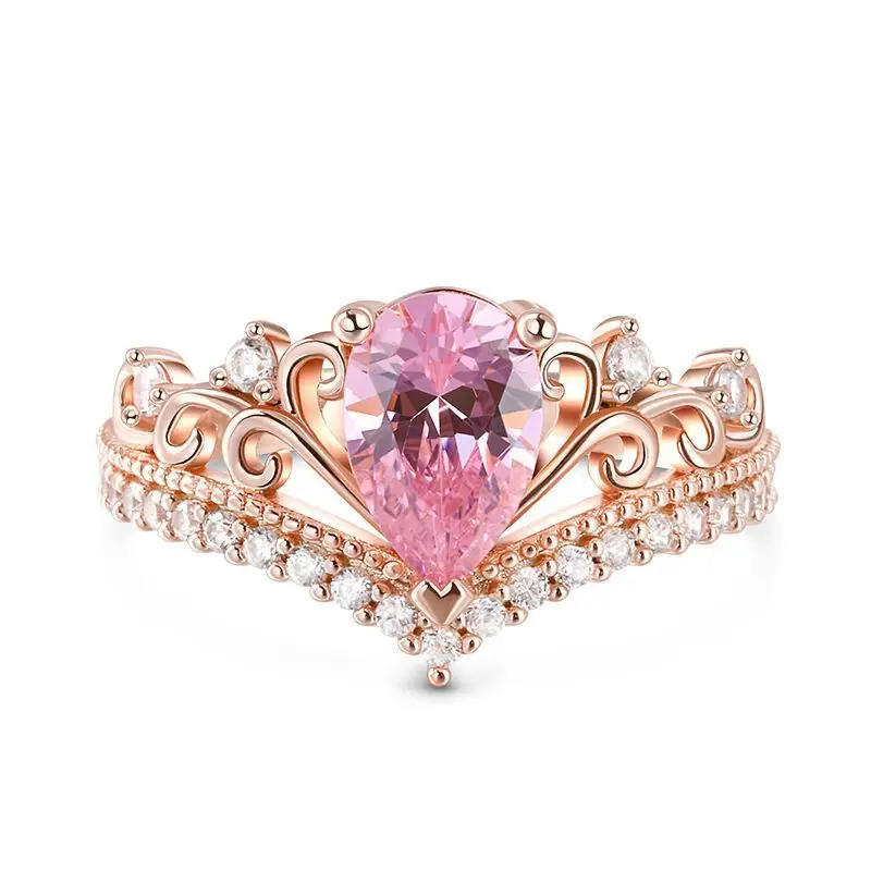 Pink Diamond V-Shape Ring for Girls Gift - Image 6