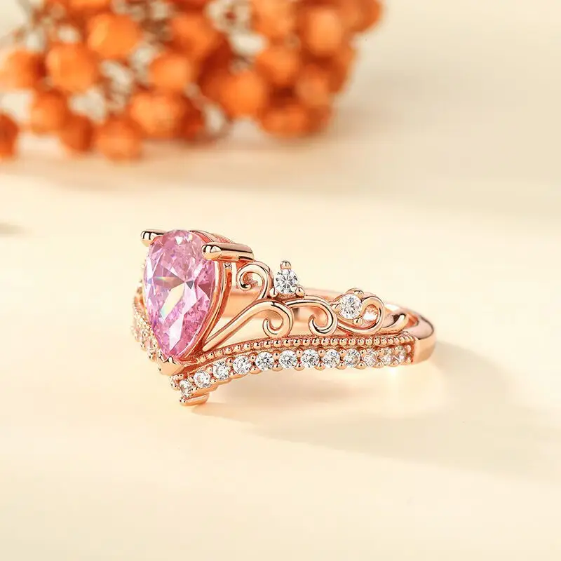 Pink Diamond V-Shape Ring for Girls Gift — feature 6