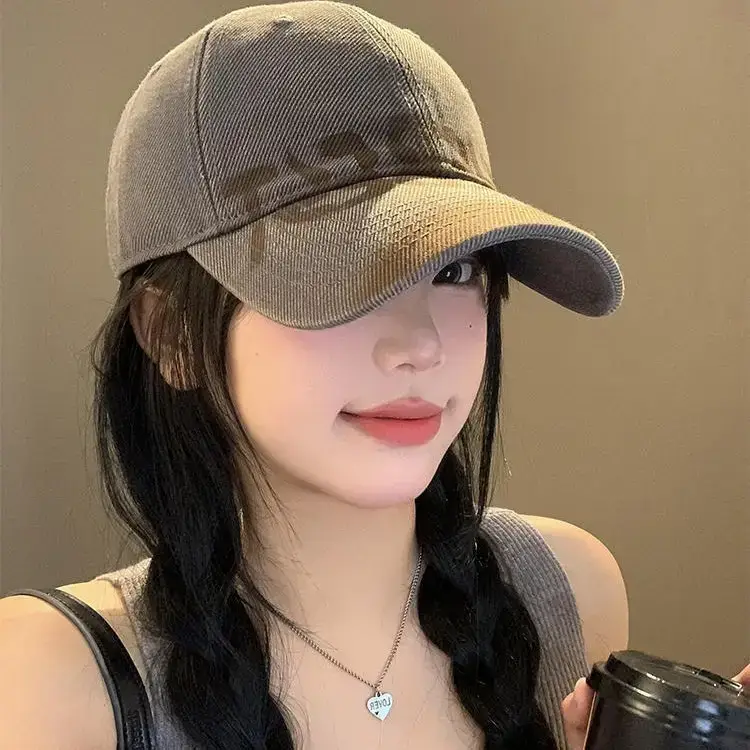 Women's Black Washed Cap with White Letter Embroidery - Image 8
