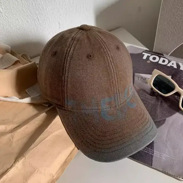 Women's Black Washed Cap with White Letter Embroidery — feature 16