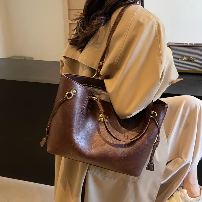 Women Large Capacity Leather Shoulder Bag 2024 New