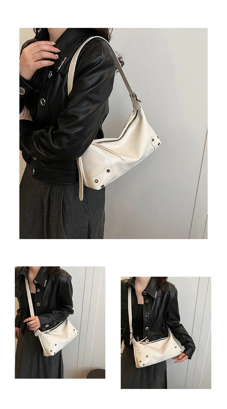2024 Women's White Shoulder Crossbody Bag with Metal Buckle — feature 11