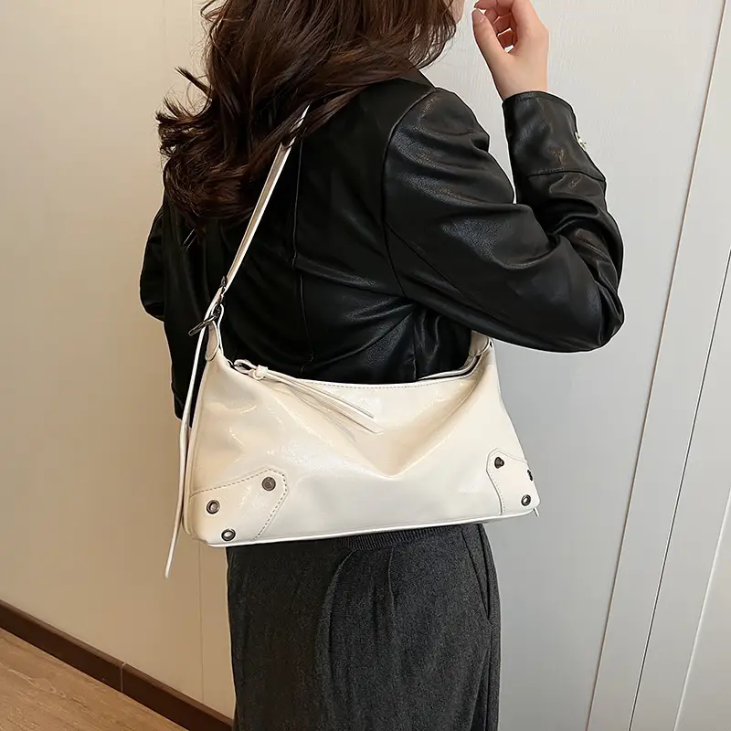 2024 Women's White Shoulder Crossbody Bag with Metal Buckle - Image 2