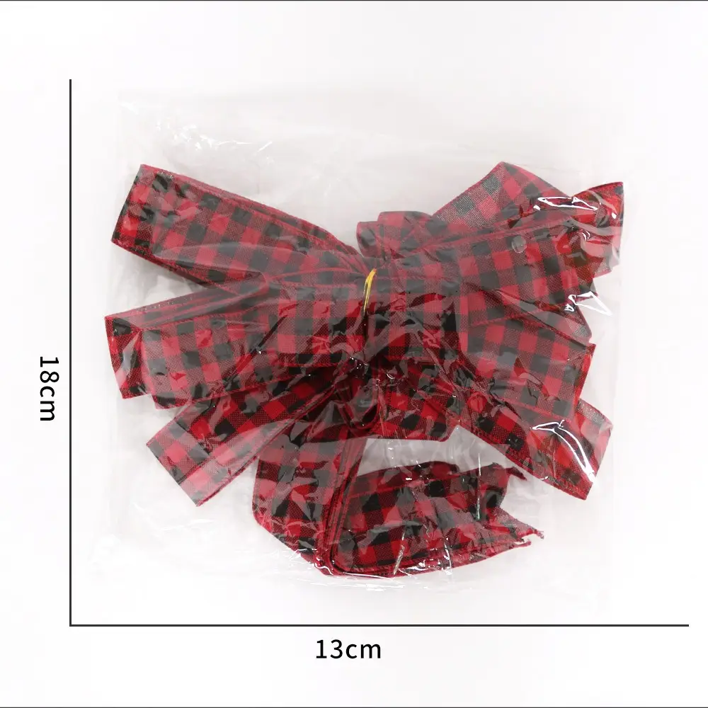 Red Black Checkered Bow for Christmas Tree Top — feature 14