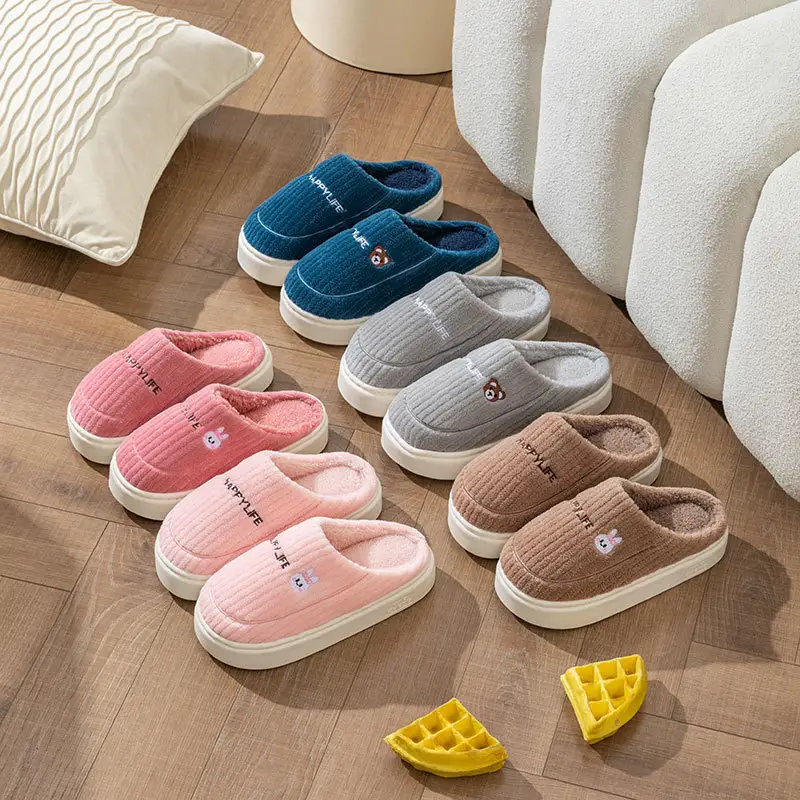 Cixi Cotton Slippers Spring and Autumn Women's Winter Home Indoor Home Warm Non-slip Couple Winter Fur Plush Men - Image 34
