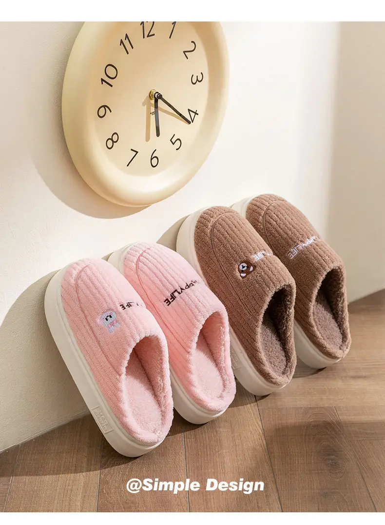 Cixi Cotton Slippers Spring and Autumn Women's Winter Home Indoor Home Warm Non-slip Couple Winter Fur Plush Men — feature 13