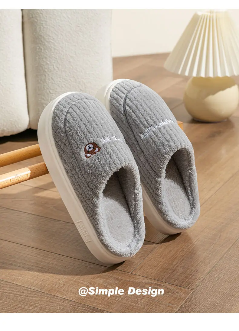 Cixi Cotton Slippers Spring and Autumn Women's Winter Home Indoor Home Warm Non-slip Couple Winter Fur Plush Men — feature 15