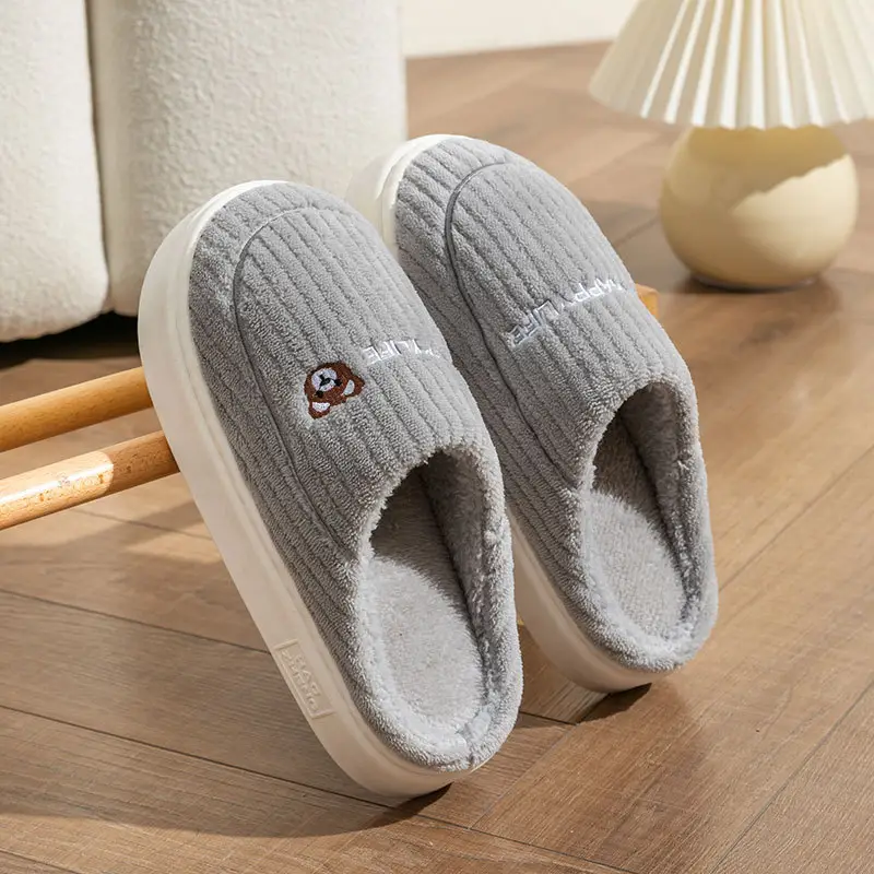 Cixi Cotton Slippers Spring and Autumn Women's Winter Home Indoor Home Warm Non-slip Couple Winter Fur Plush Men - Image 10