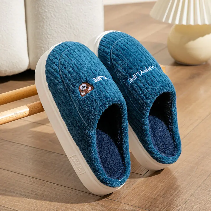 Cixi Cotton Slippers Spring and Autumn Women's Winter Home Indoor Home Warm Non-slip Couple Winter Fur Plush Men - Image 12