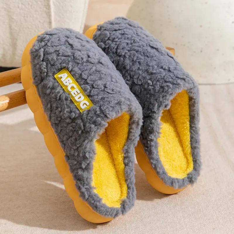 Cixi Cotton Slippers Spring and Autumn Women's Winter Home Indoor Home Warm Non-slip Couple Winter Fur Plush Men - Image 30