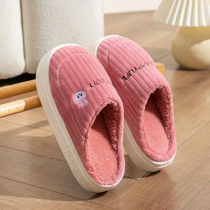 Cixi Cotton Slippers Spring and Autumn Women's Winter Home Indoor Home Warm Non-slip Couple Winter Fur Plush Men - Image 8