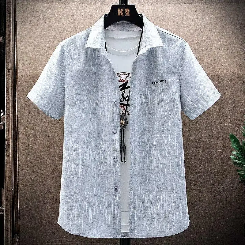 2024 Men's White Stripe Short Sleeve Shirt - Image 5
