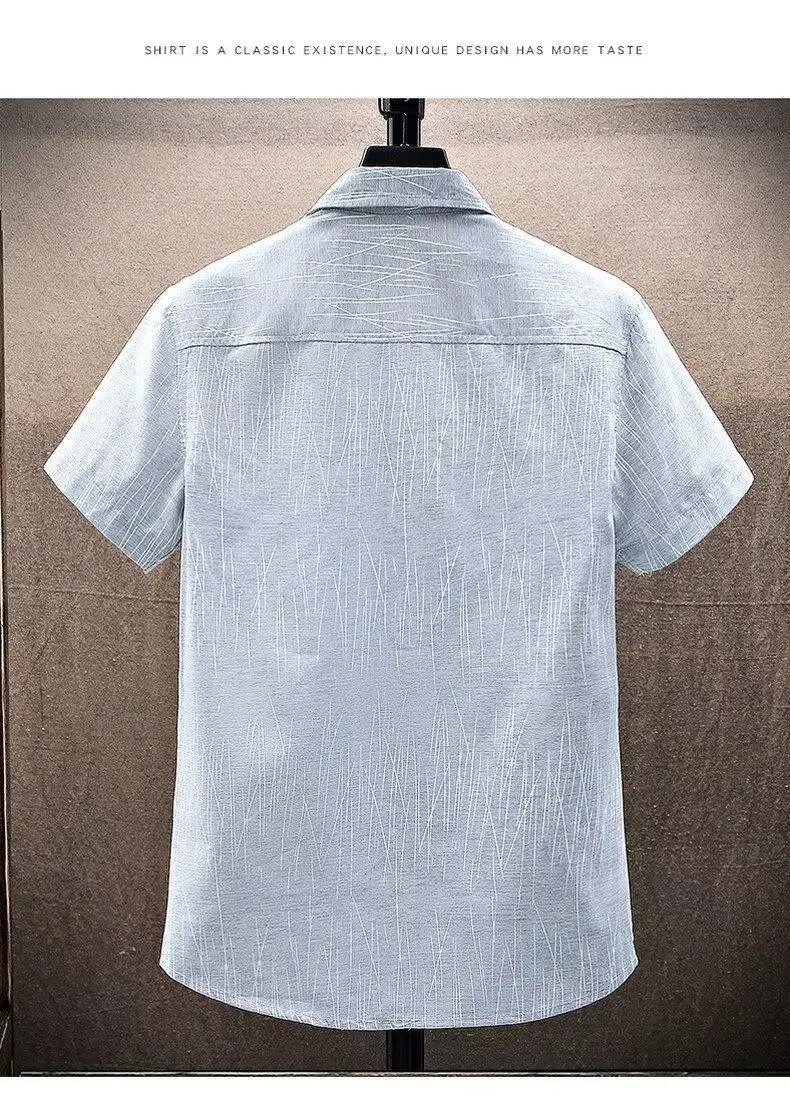 2024 Men's White Stripe Short Sleeve Shirt — feature 8